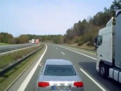 audifahrer behindert einen lkw f