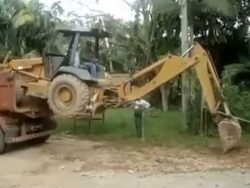 bagger verladen ohne hilfsmittel 1