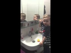 Zähne putzen macht Zwillingen richtig Spaß zaehne putzen macht zwillingen r