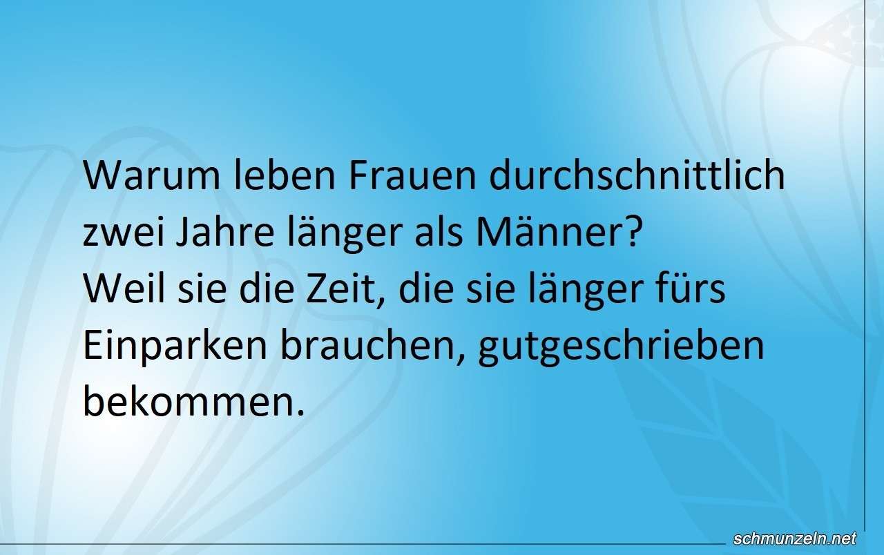 Warum leben Frauen durchschnittlich zwei Jahre länger als Männer? frauen parken leben